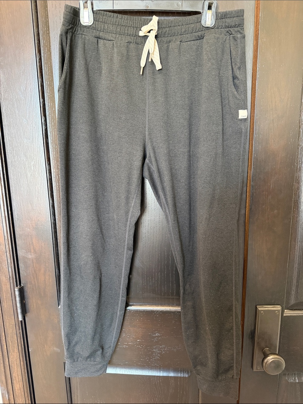Vuori Black Jogger Pants with Cream Drawstring